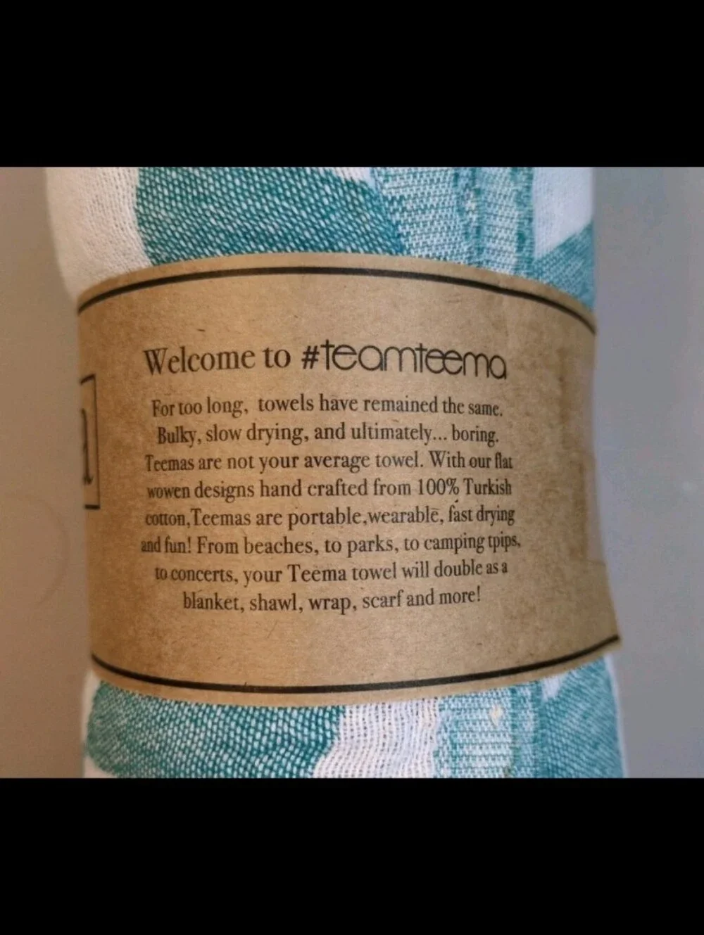 Teema Turkish Cotton The Aqua Checkmate Towel Cotton NWT